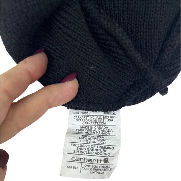 Carhartt Chevy Black Knit Beanie Unisex OS Embroidered Chevrolet Logo Hat - Picture 5 of 8